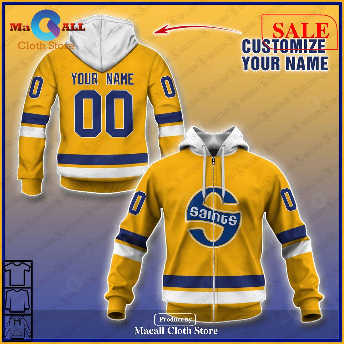 [SALE] Personalized WHA Retro Minnesota Fighting Saints Yellow 1972 Hoodie Sweatshirt 3D LIMITED EDITION