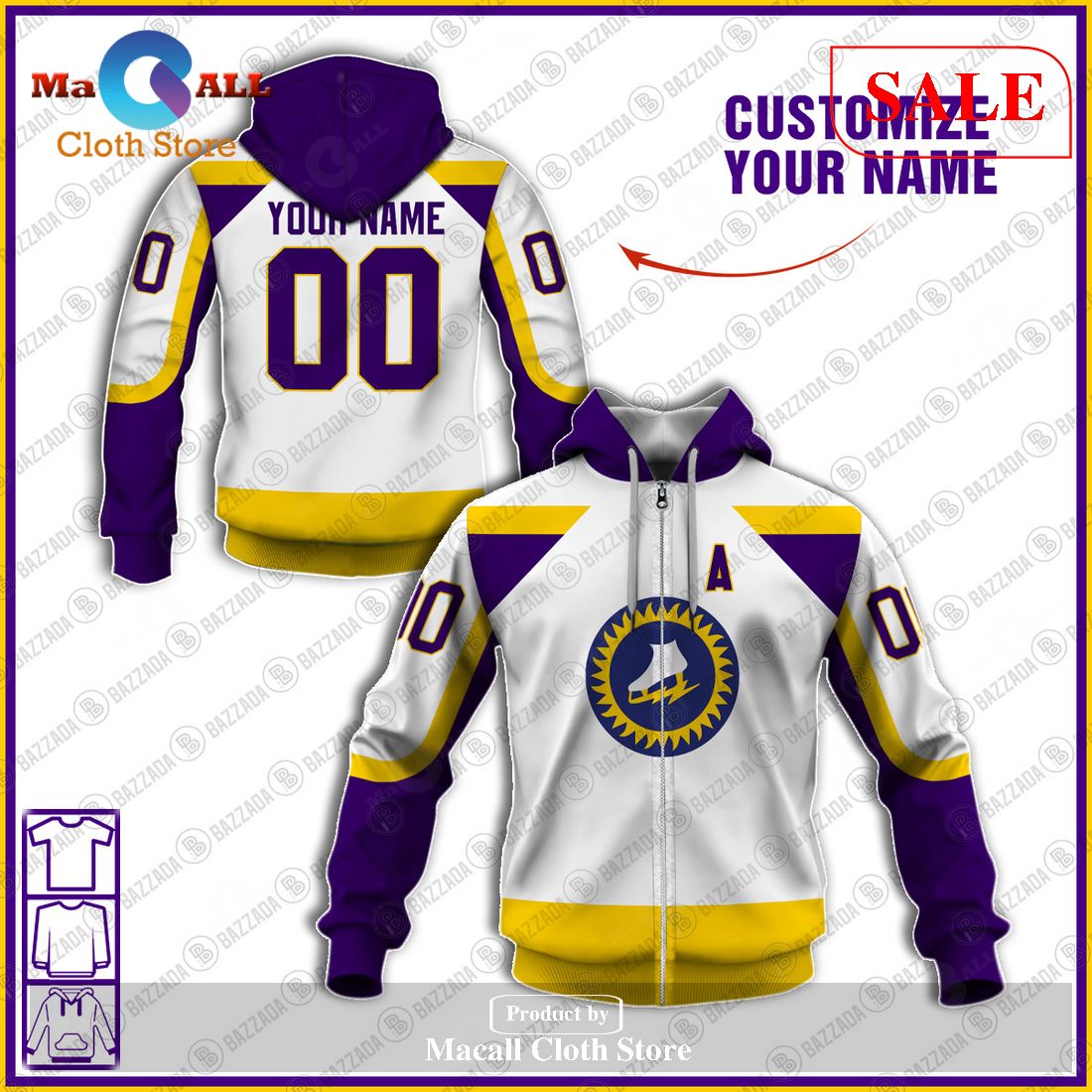 [SALE] Personalized WHA Retro New York Golden Blades White 1974 Hoodie Sweatshirt 3D LIMITED EDITION