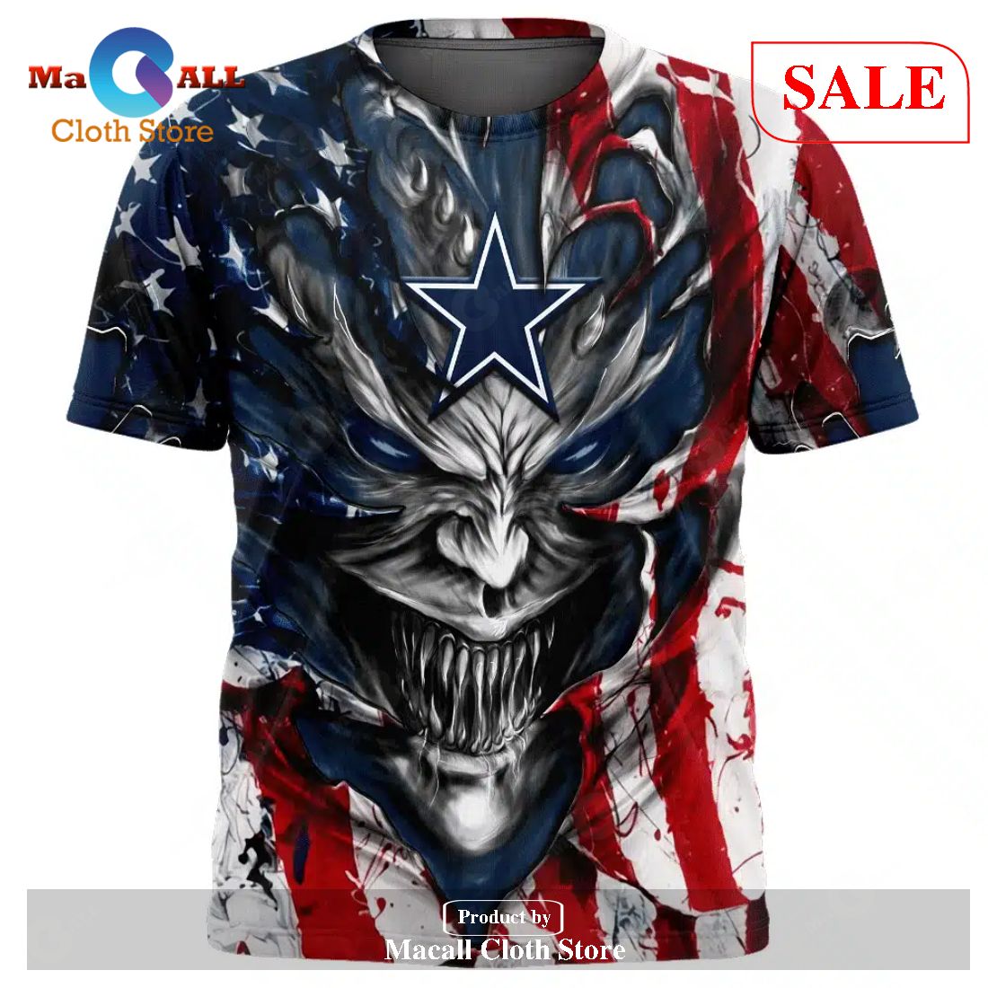 NFL Dallas Cowboys 3D Hoodie USA Flag Camo Realtree Hunting Gifts