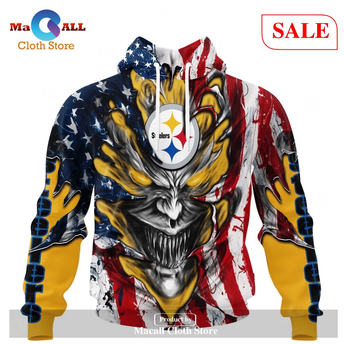 NFL Pittsburgh Steelers 3D Hoodie USA Flag Camo Realtree Hunting