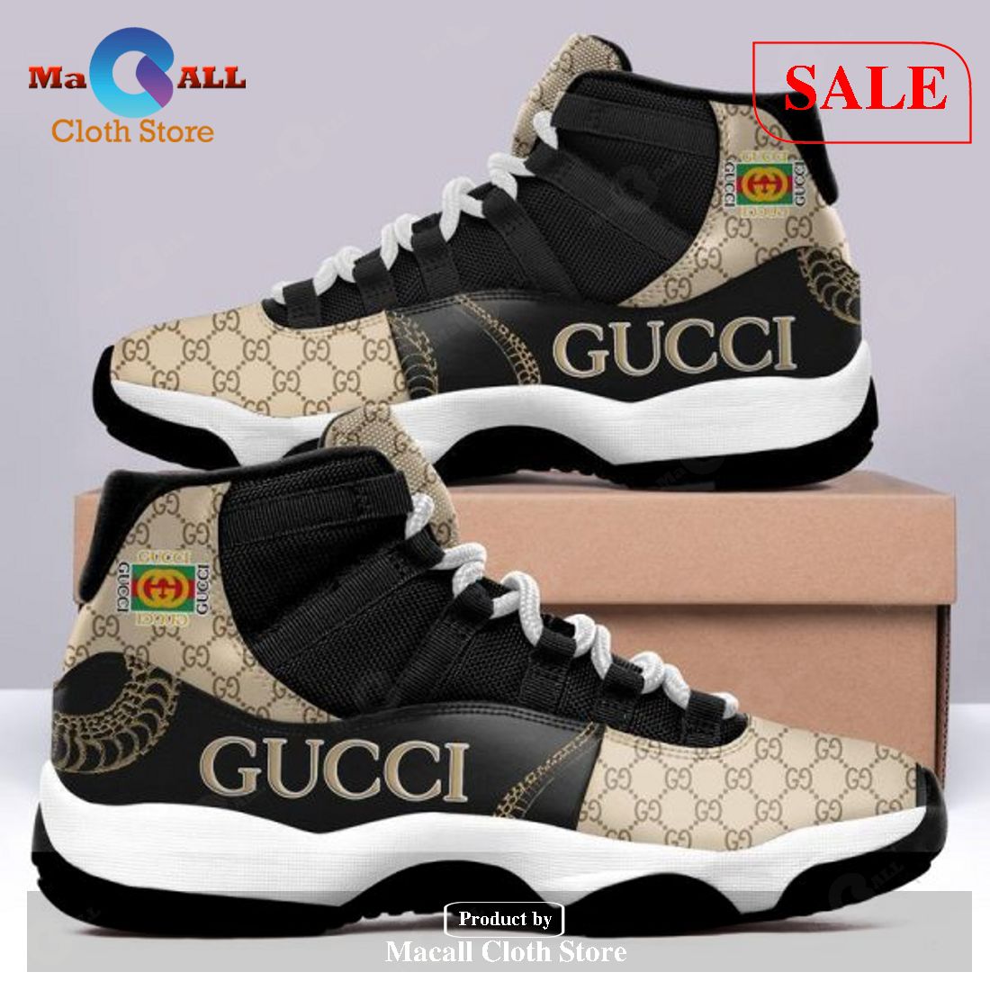 [SALE] Gucci Logo Air Jordan 11 Sneakers Shoes Hot 2022 Gifts For Men Women POD Design