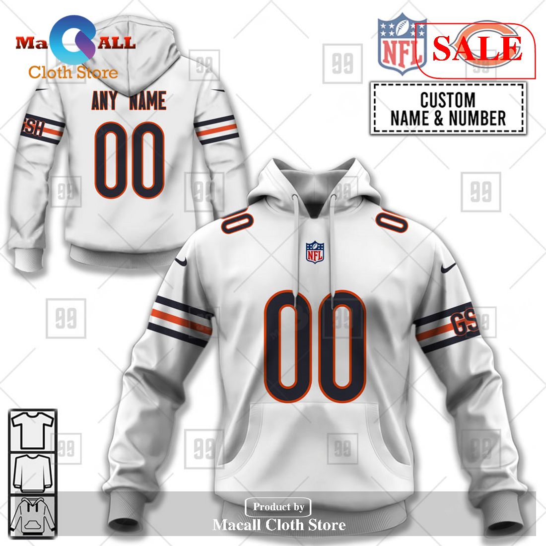 [SALE] Personalized NFL Chicago Bears Road Jersey Hoodie Sweatshirt 3D LIMITED EDITION