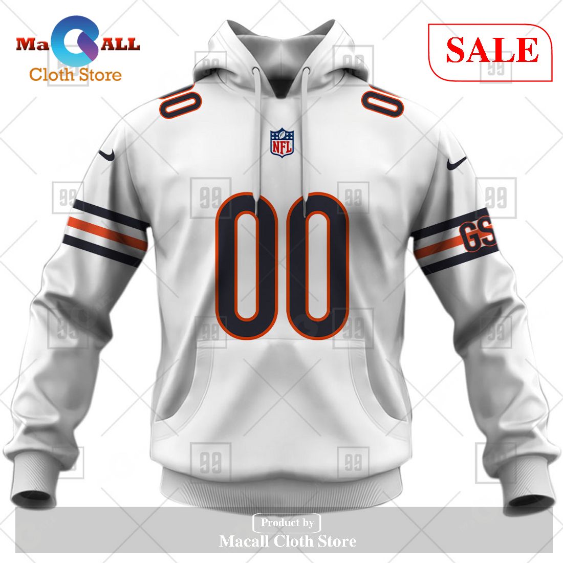 [SALE] Personalized NFL Chicago Bears Road Jersey Hoodie Sweatshirt 3D LIMITED EDITION