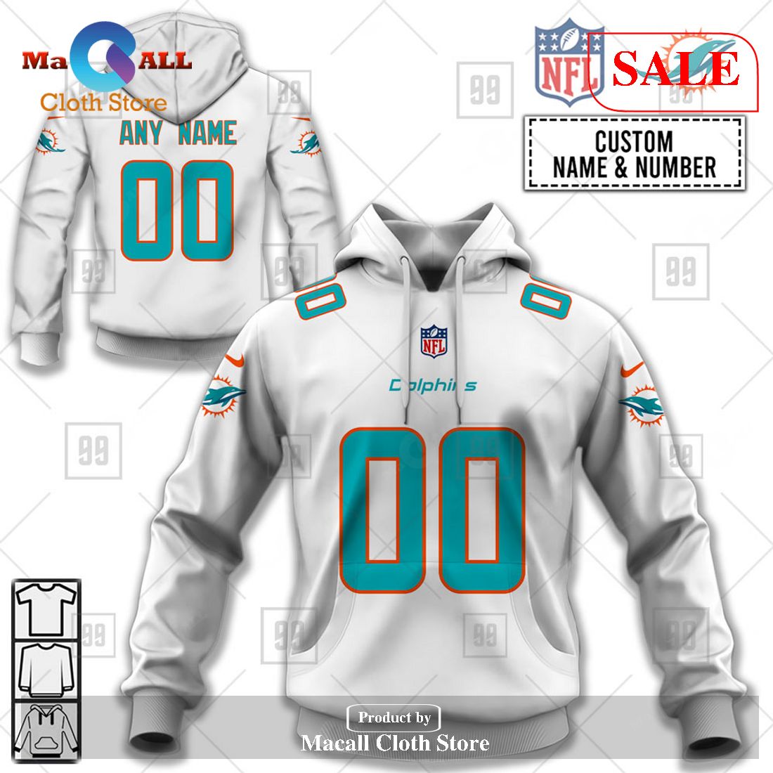 [SALE] Personalized NFL Miami Dolphins Road Jersey Hoodie Sweatshirt 3D LIMITED EDITION