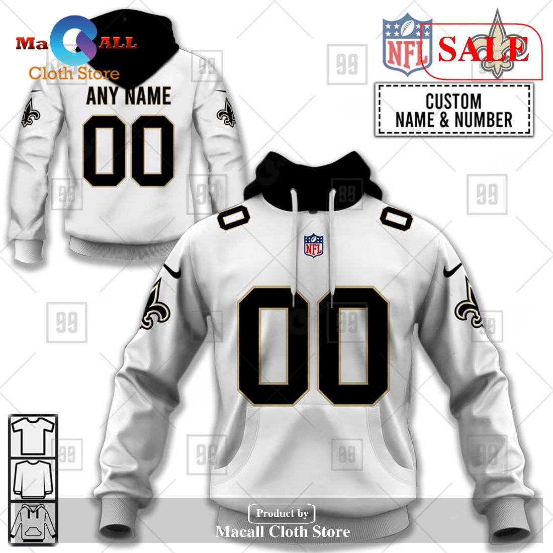 [SALE] Personalized NFL New Orleans Saints Road Jersey Hoodie Sweatshirt 3D LIMITED EDITION