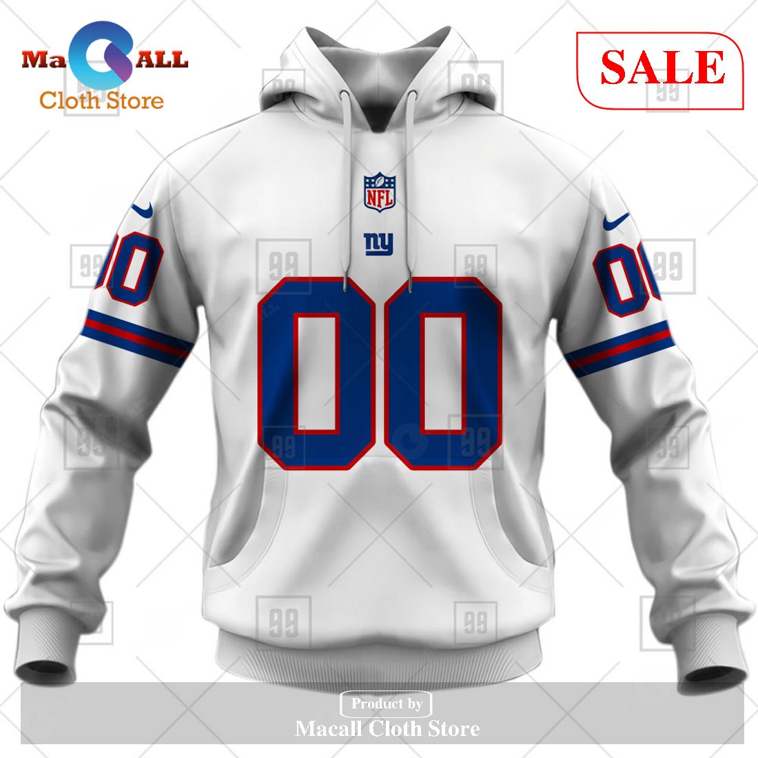 [SALE] Personalized NFL New York Giants Road Jersey Hoodie Sweatshirt 3D LIMITED EDITION