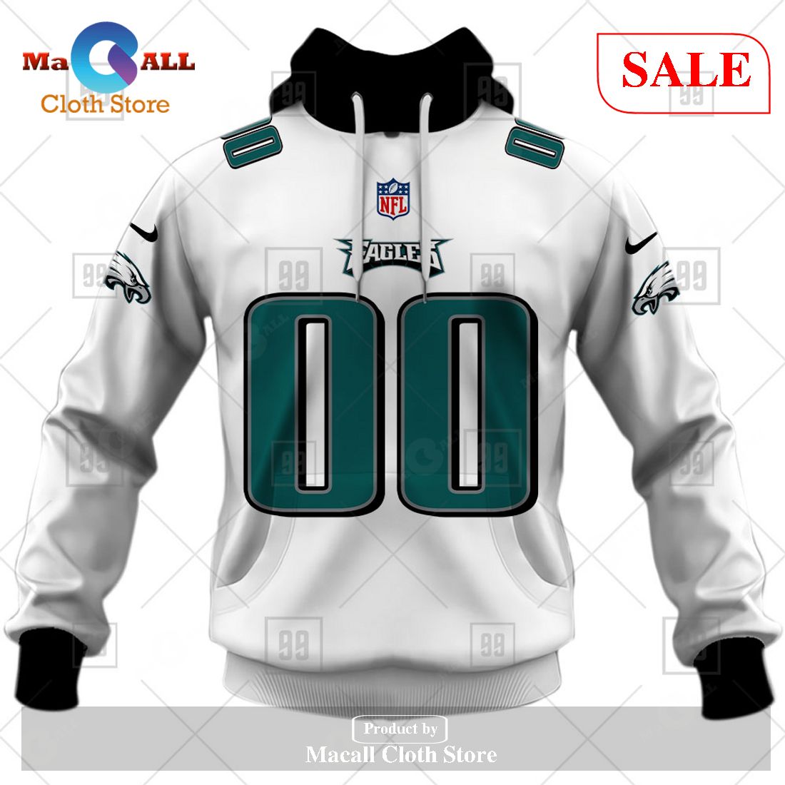 Phila Eagles Salute To Service Hoodie 3D White Custom Name