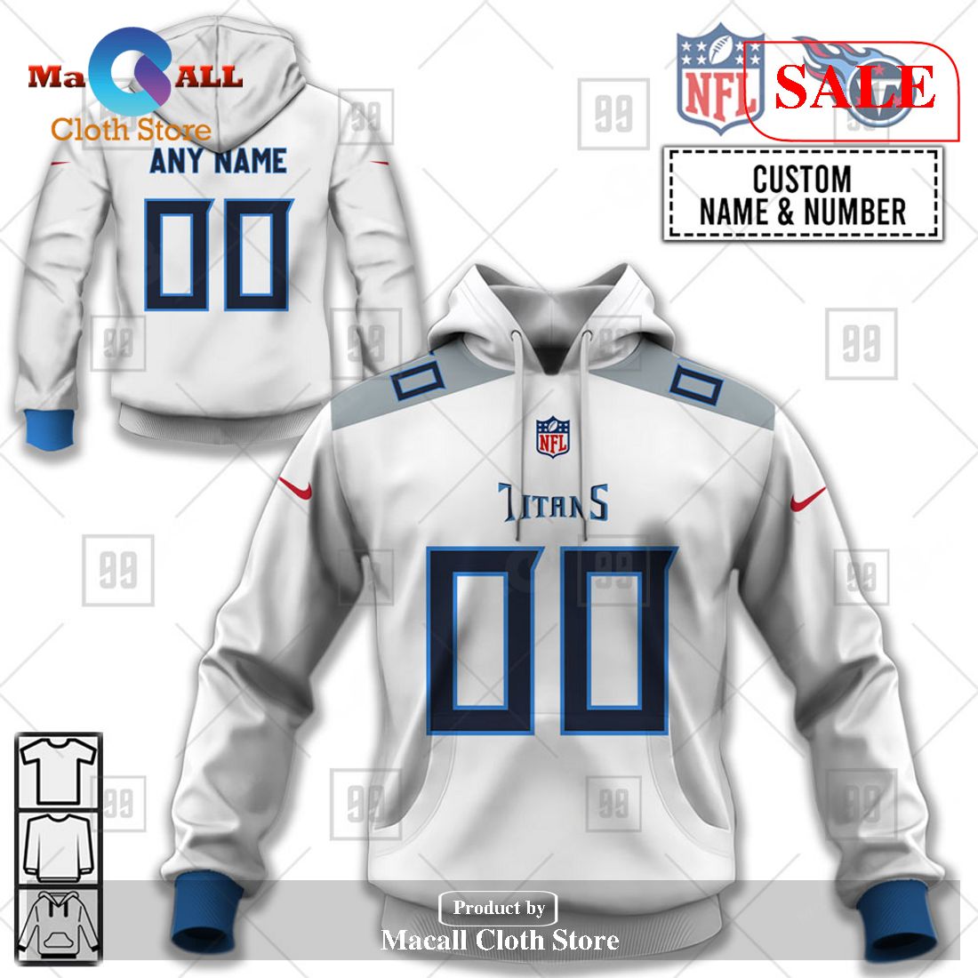[SALE] Personalized NFL Tennessee Titans Road Jersey Hoodie Sweatshirt 3D LIMITED EDITION