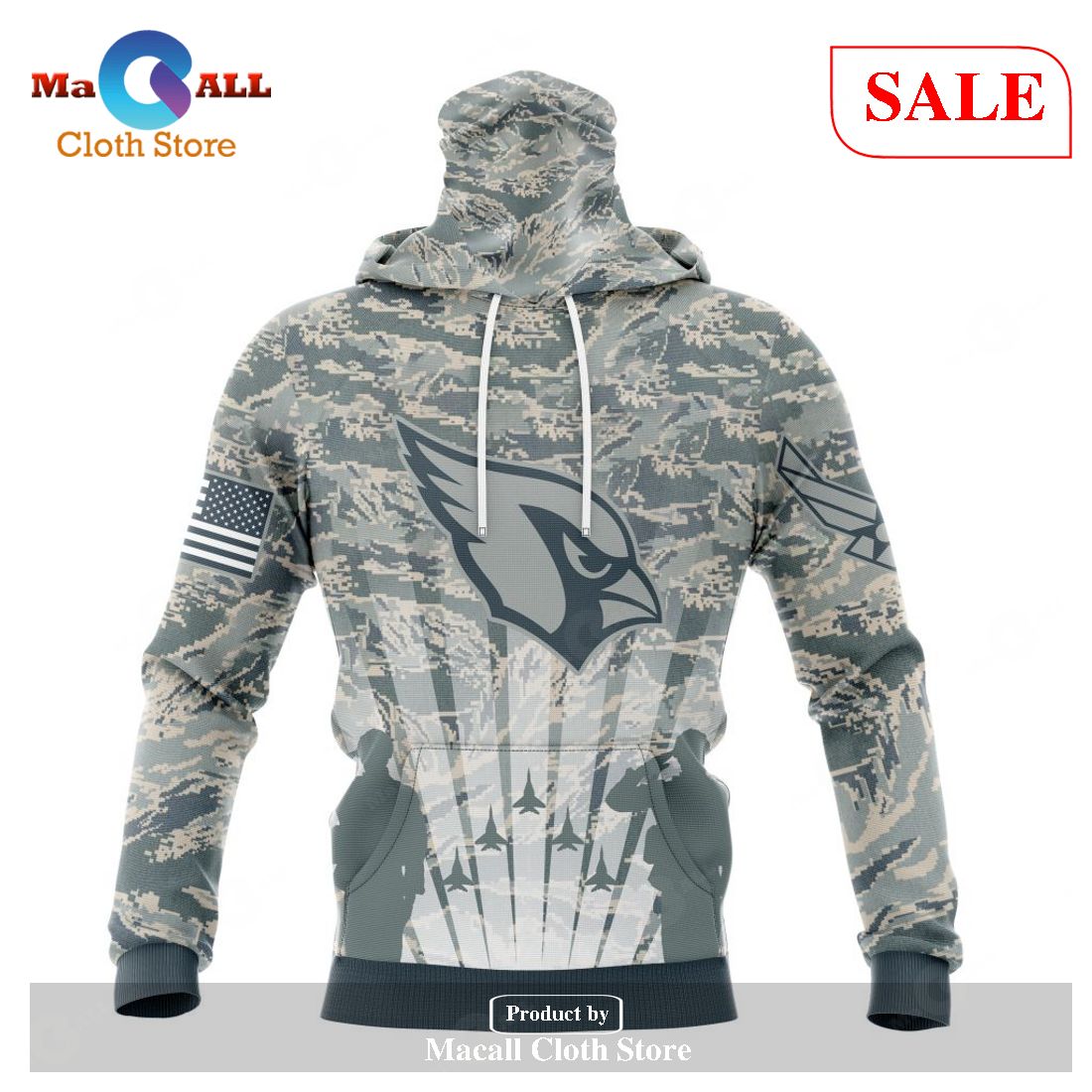 NFL Arizona Cardinals 3D Hoodie USA Flag Camo Realtree Hunting