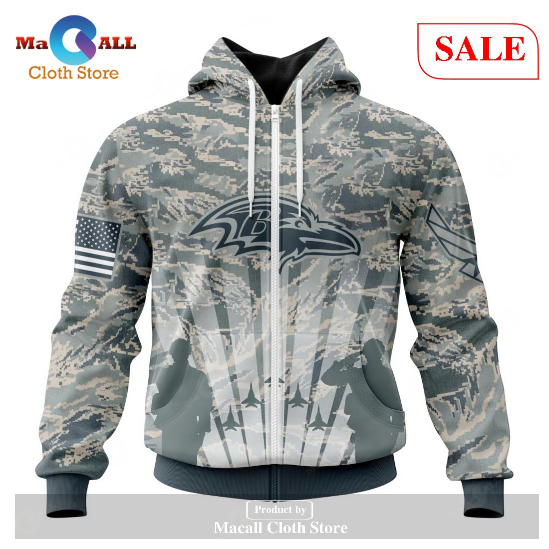[SALE] Personalized NFL Baltimore Ravens Honor US Air Force Veterans Hoodie Sweatshirt 3D LIMITED EDITION
