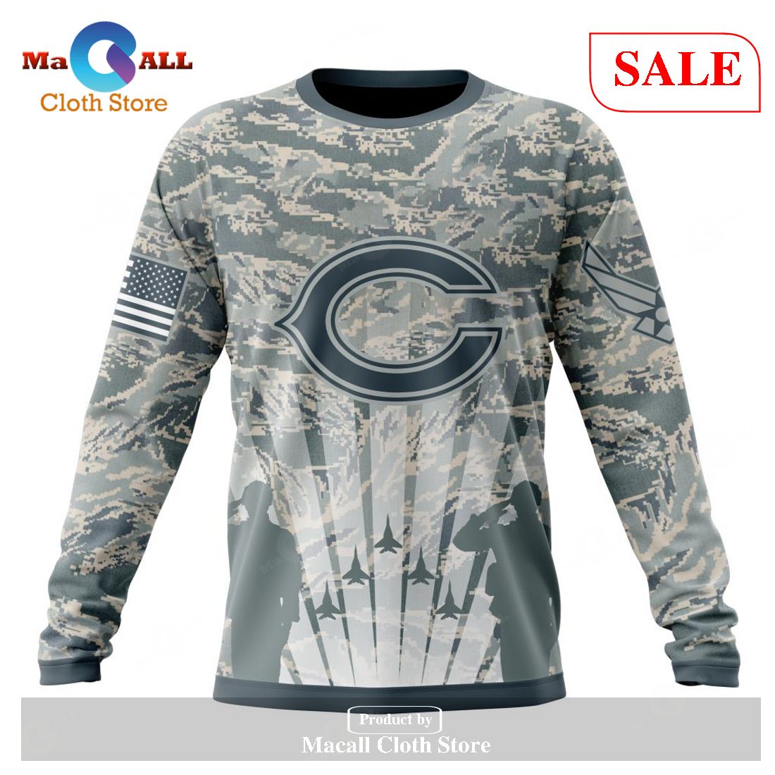 BEST NFL Chicago Bears Salute To Service - Honor Veterans And Their  Families 3D Hoodie