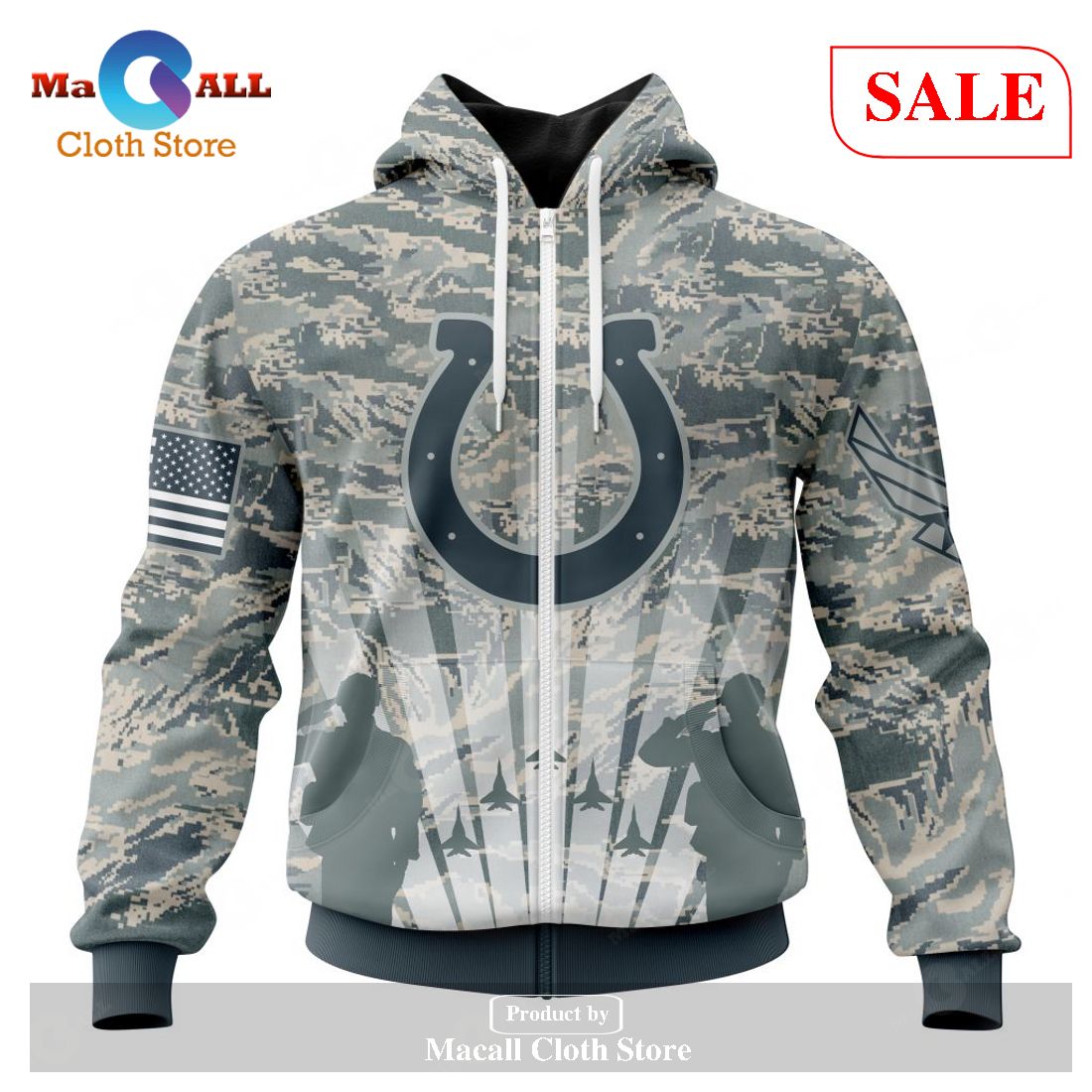 18% SALE OFF Indianapolis Colts Military Hoodies 3D Sweatshirt