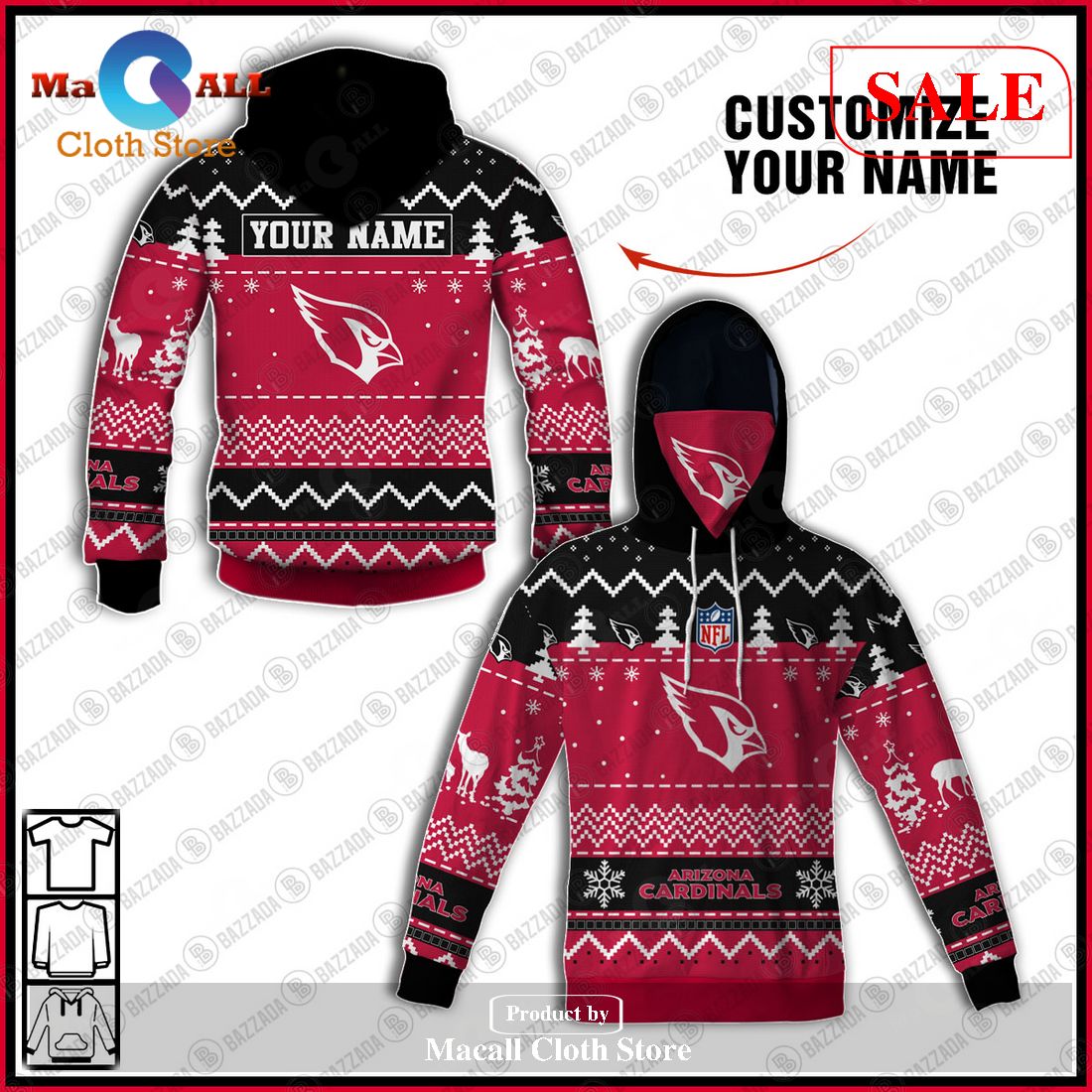 Arizona Cardinals NFL Christmas Personalized Hoodie Zipper Fleece