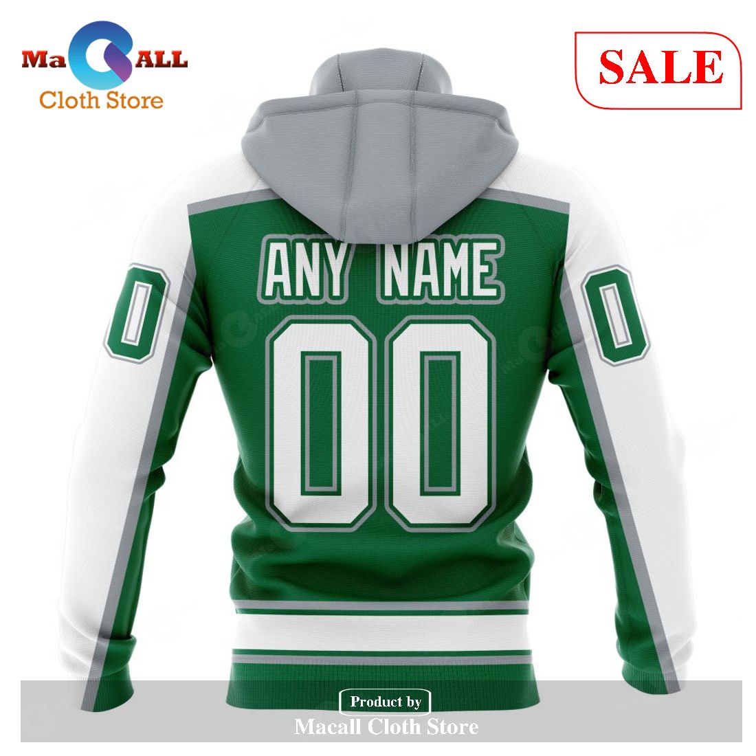 NHL Dallas Stars Custom Name Number Retro Green Concepts Fleece Oodie