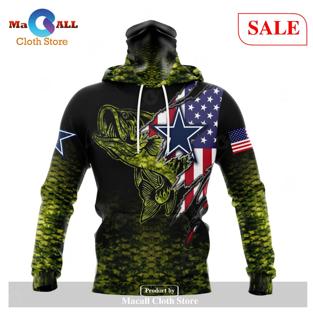 Dallas Cowboys NFL Personalized Your Name Fishing Camo Hoodie 3D