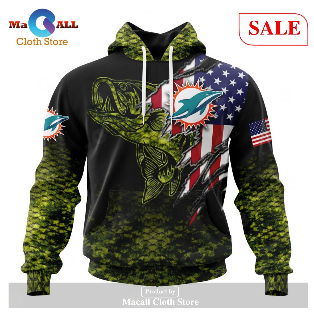 [SALE] Personalized NFL Miami Dolphins Special Camo Fishing Hoodie Sweatshirt 3D