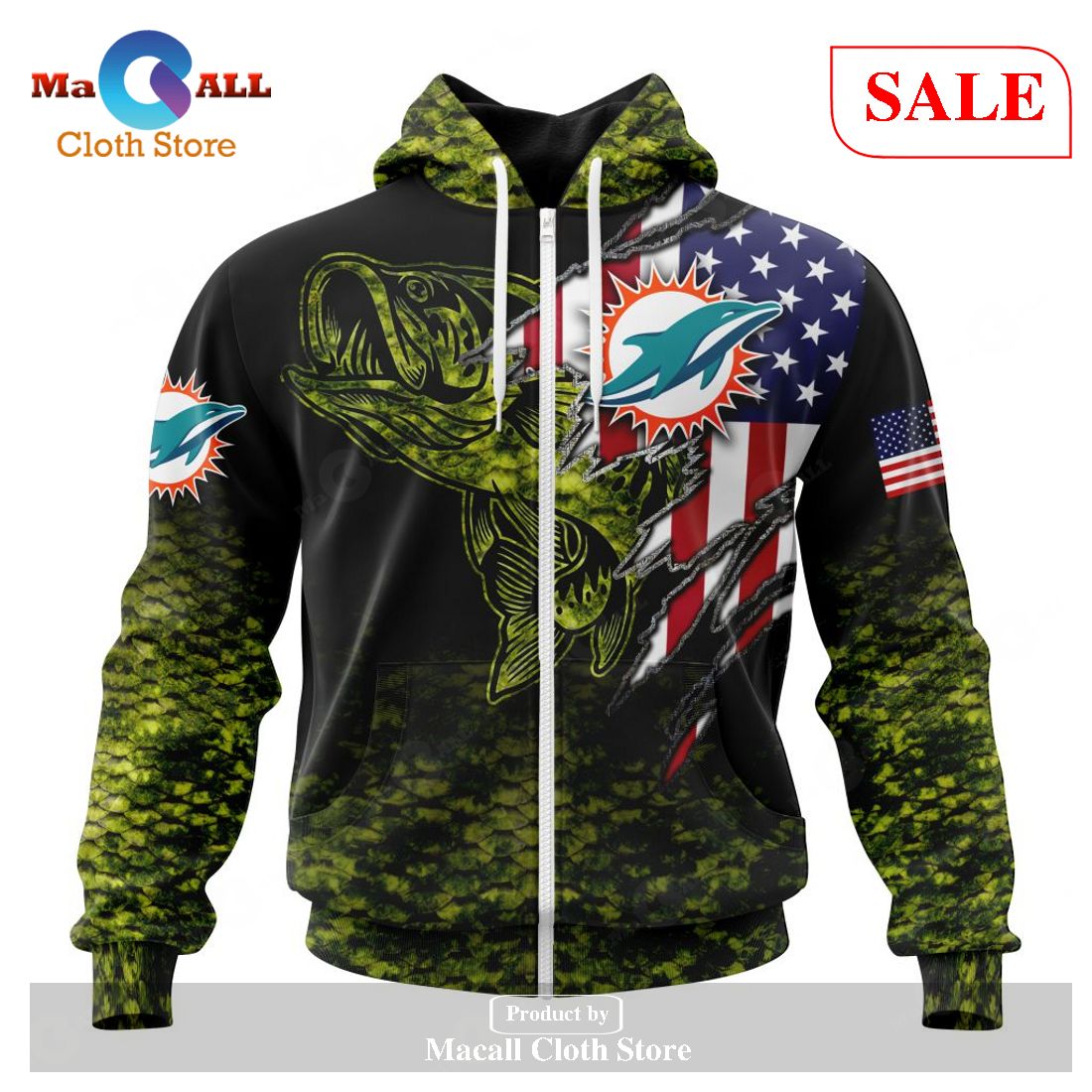 [SALE] Personalized NFL Miami Dolphins Special Camo Fishing Hoodie Sweatshirt 3D