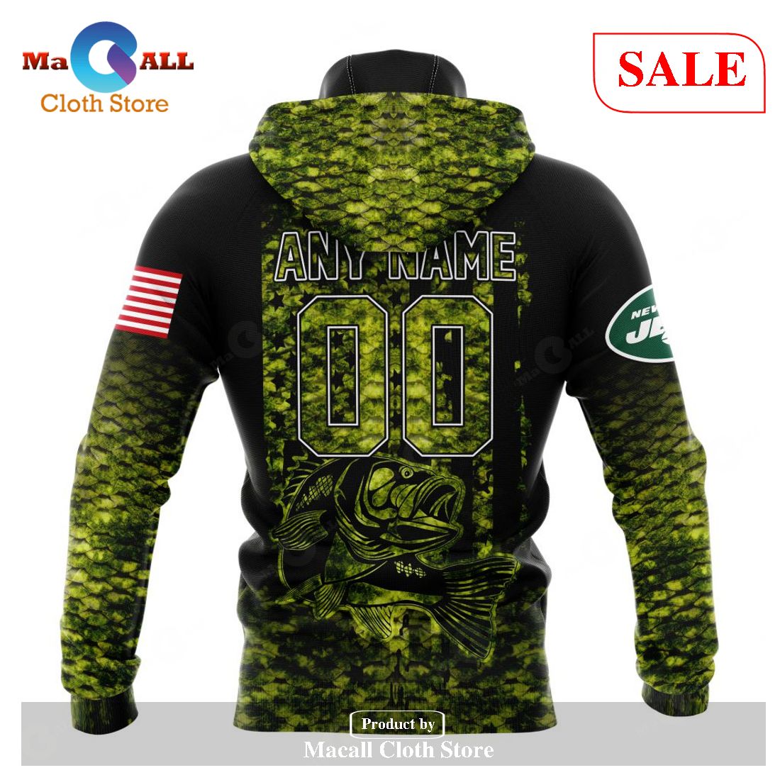 New York Jets NFL Personalized Your Name Fishing Camo Hoodie 3D All Over  Print