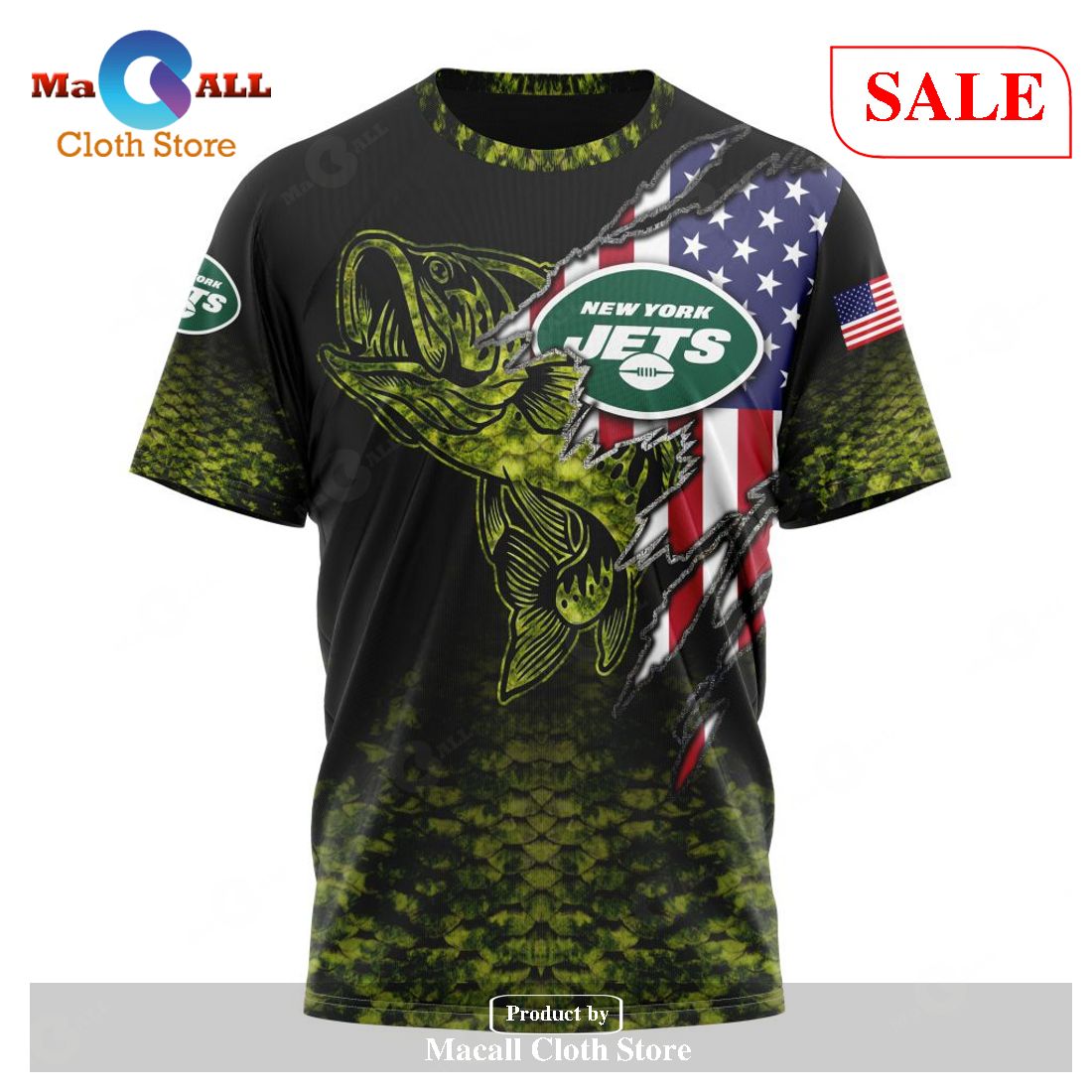 New York Jets NFL Personalized Your Name Fishing Camo Hoodie 3D All Over  Print