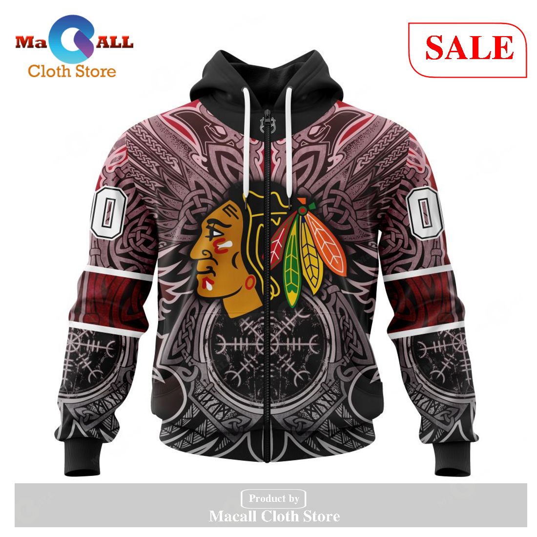 NHL Chicago Blackhawks – Specialized Norse Viking Symbols Hoodie