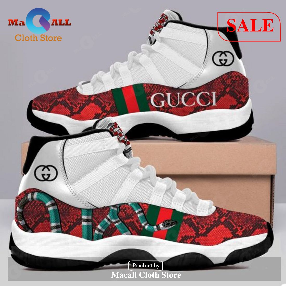 SALE] Gucci Brand Snake Air Jordan 11 Shoes Gucci Sneakers Gifts For Men  Women POD Design - Macall Cloth Store - Destination for fashionistas