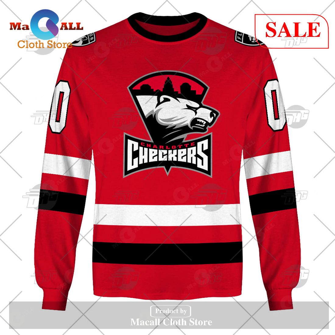 SALE] Personalized AHL Charlotte Checkers Premier Jersey Red