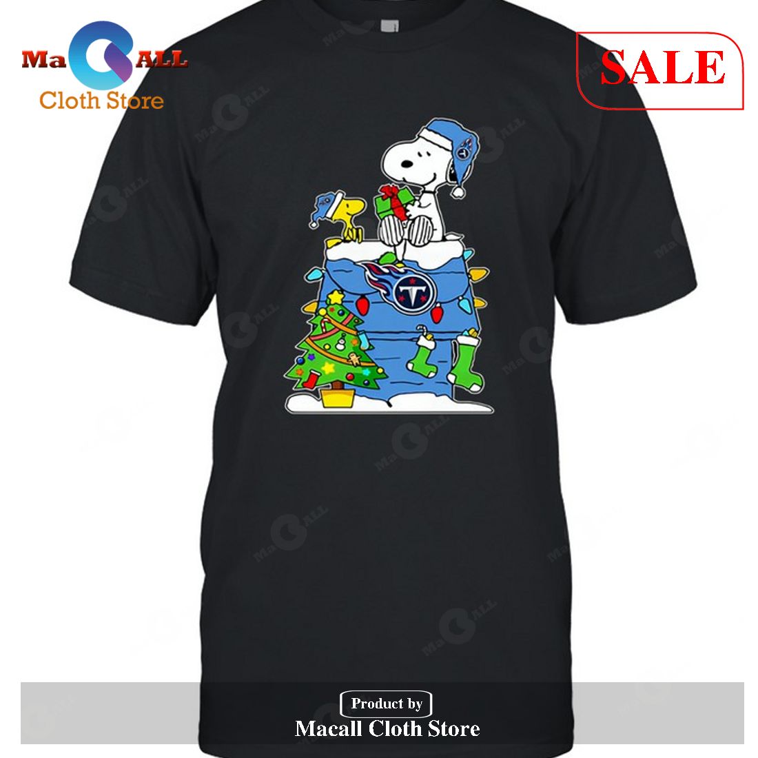 [SALE] Tennessee Titans Snoopy Woodstock Christmas-Unisex T-Shirt