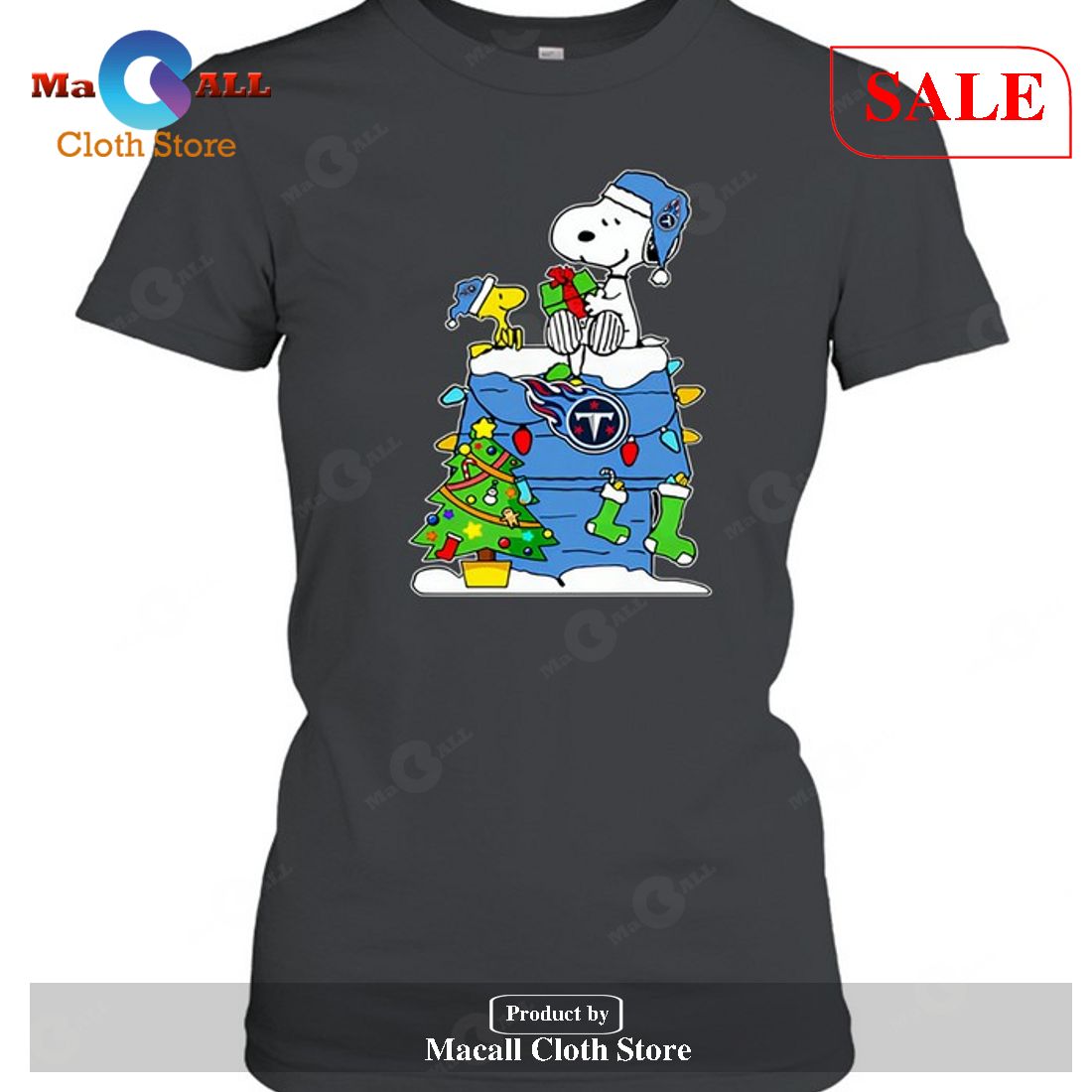 [SALE] Tennessee Titans Snoopy Woodstock Christmas-Unisex T-Shirt