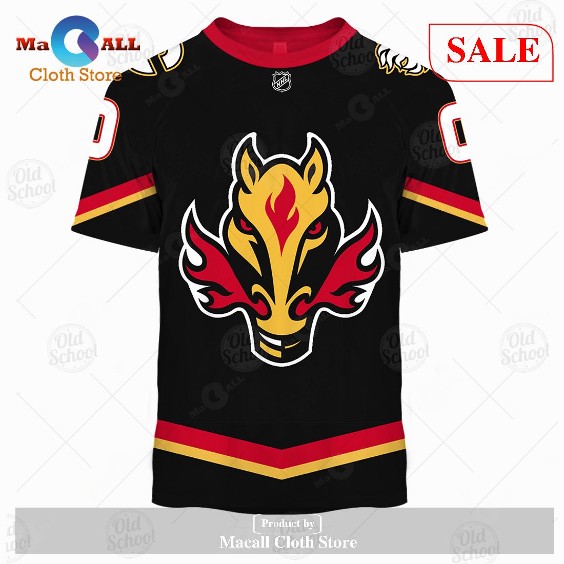 NHL Calgary Flames Custom Name Number Special Gradient Retro Jersey Zip Up  Hoodie