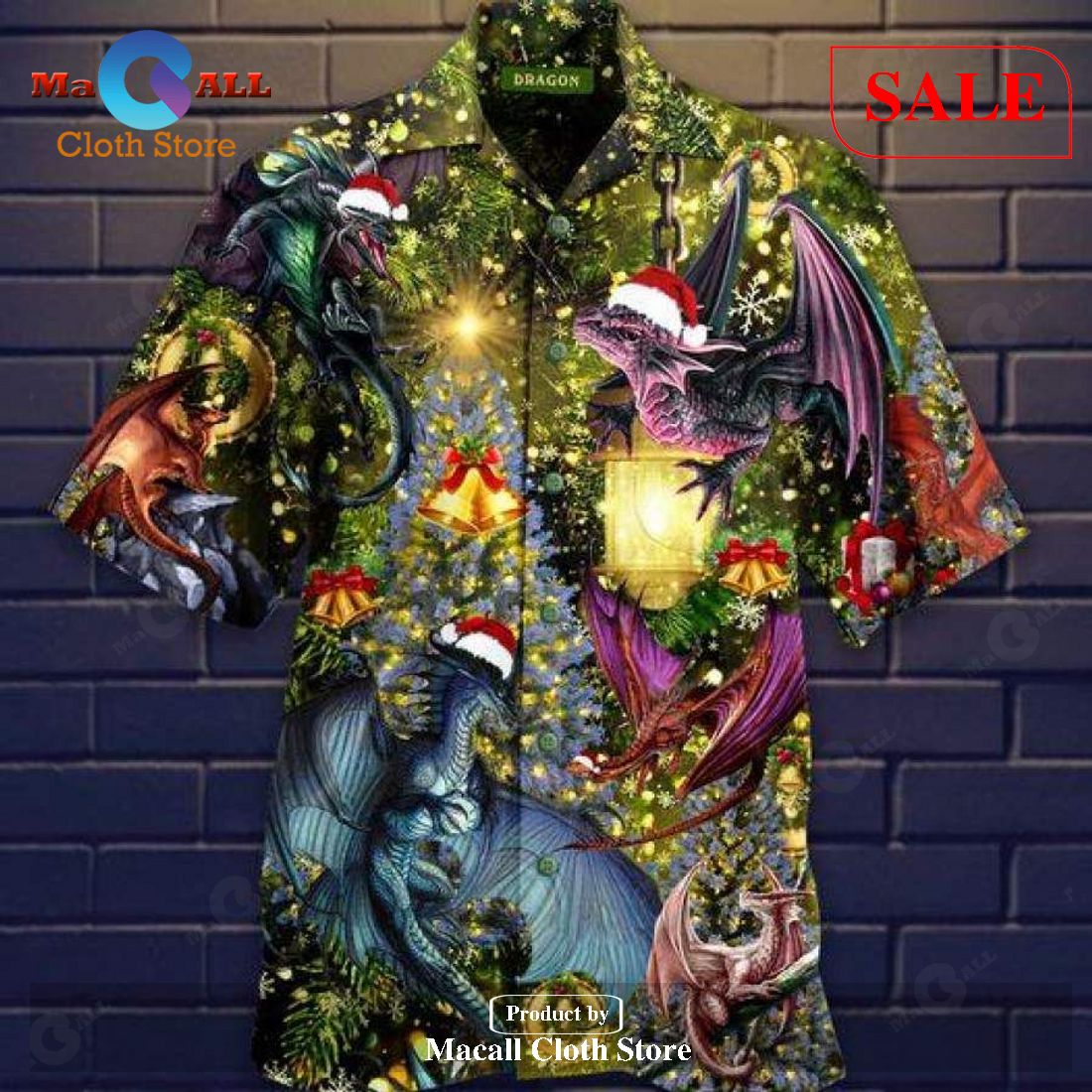 Amazing Dragon Family In Christmas Eve Aloha Hawaiian Shorts Beach Short Sleeve Hawaiian Shirts