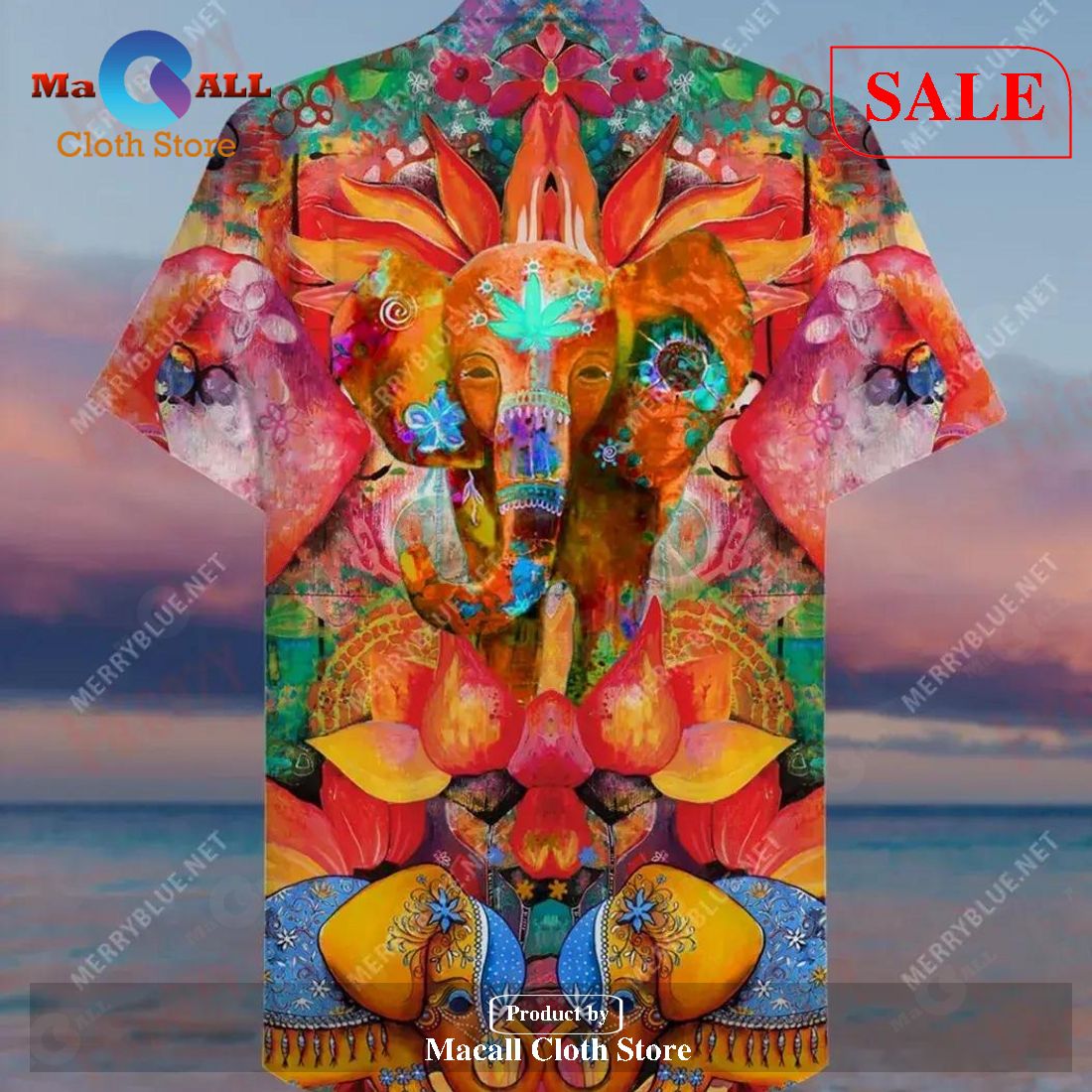 Amazing Elephant Ocean Short Sleeve Vintage Unisex Hawaiian Shirt