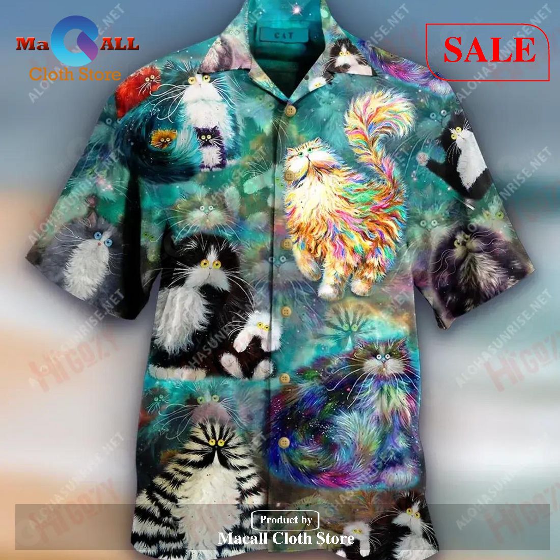 Amazing Furball Cat Ocean For Men Unisex Hawaiian Shirt