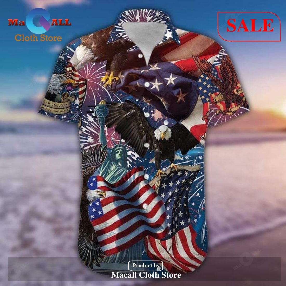 American Patriotic Eagle Hawaiian Shirts - Macall Cloth Store ...