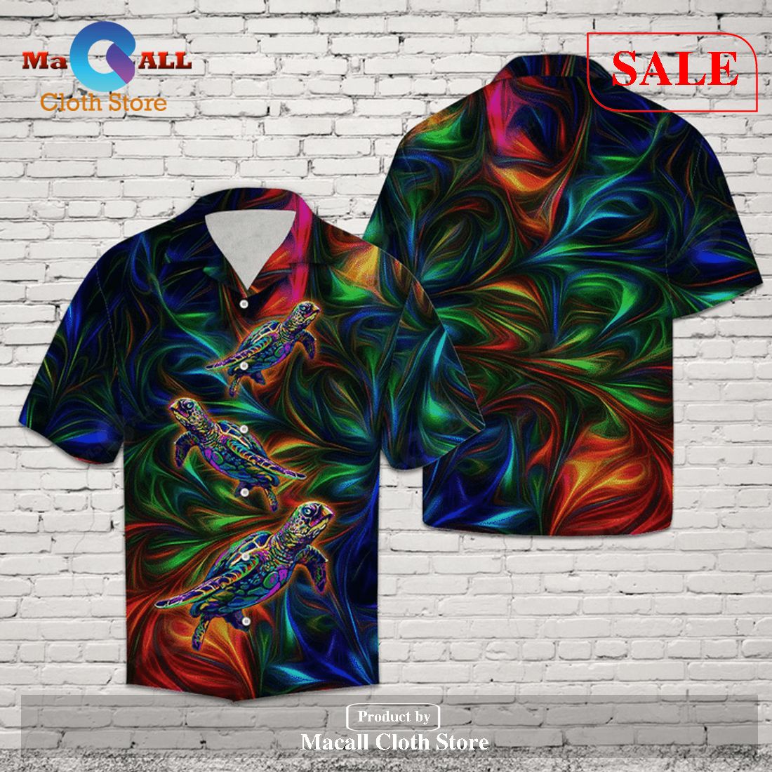 Awesome Turtle Colorful Hawaiian Aloha Shirt