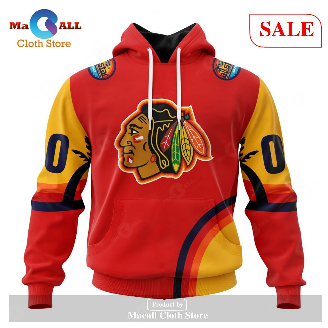 [SALE] Personalized NHL Chicago Blackhawks Special ALL-Star Game Design With Florida Sunset Hoodie Sweatshirt 3D