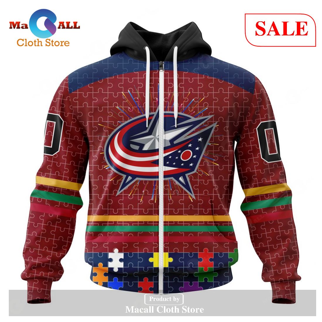 [SALE] Personalized NHL Columbus Blue Jackets – Specialized Fearless Aganst Autism Hoodie Sweatshirt 3D