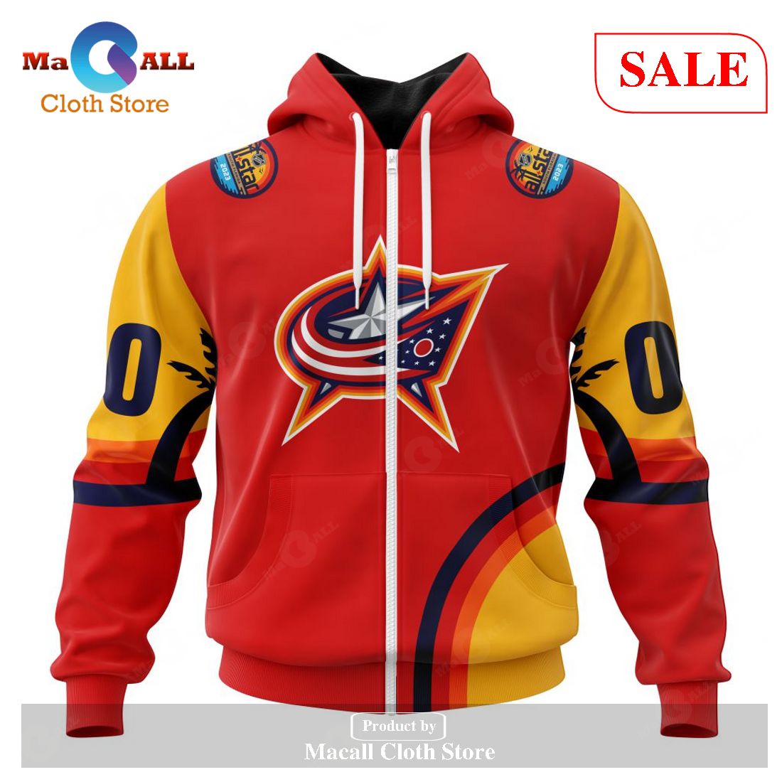 [SALE] Personalized NHL Columbus Blue Jackets Special ALL-Star Game Design With Florida Sunset Hoodie Sweatshirt 3D