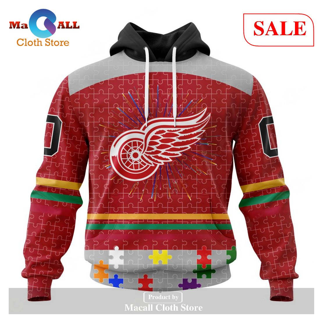 [SALE] Personalized NHL Detroit Red Wings – Specialized Fearless Aganst Autism Hoodie Sweatshirt 3D