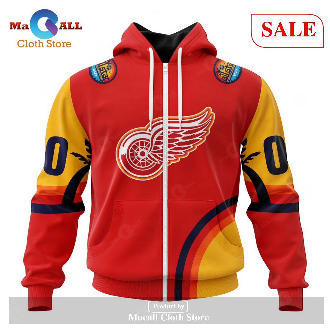 [SALE] Personalized NHL Detroit Red Wings Special ALL-Star Game Design With Florida Sunset Hoodie Sweatshirt 3D