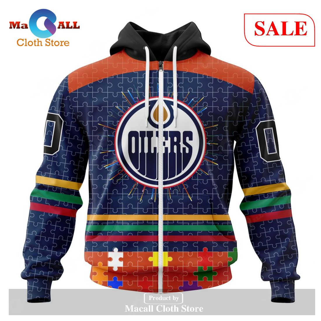 [SALE] Personalized NHL Edmonton Oilers – Specialized Fearless Aganst Autism Hoodie Sweatshirt 3D