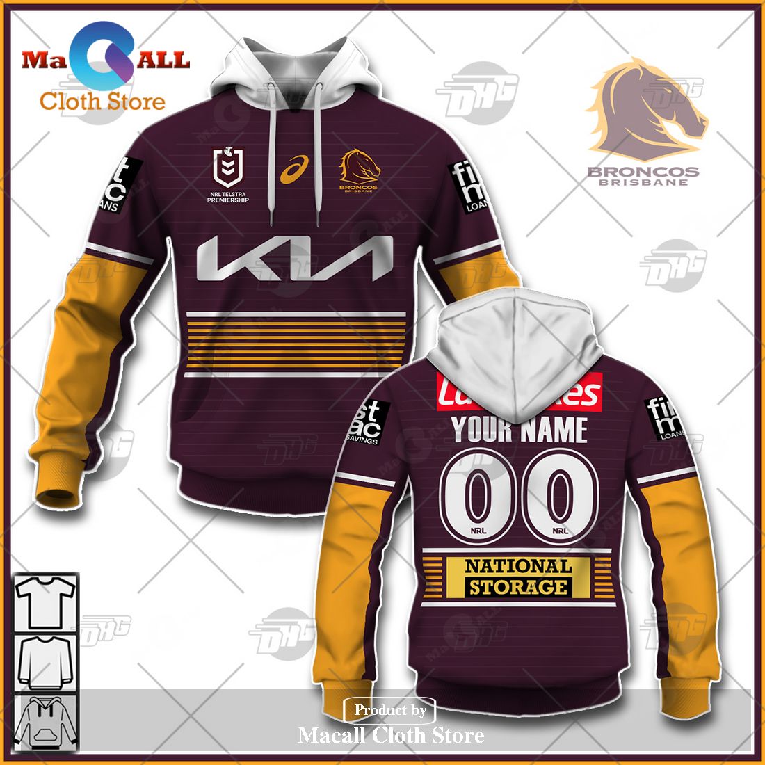 Personalize NRL Brisbane Broncos 2023 Home Jersey Hoodie Sweatshirt 3D ...