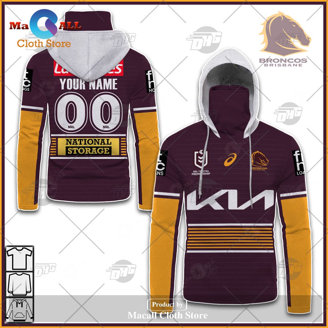 Brisbane Broncos NRL Personalized 3D Hoodies Home Jersey - USALast