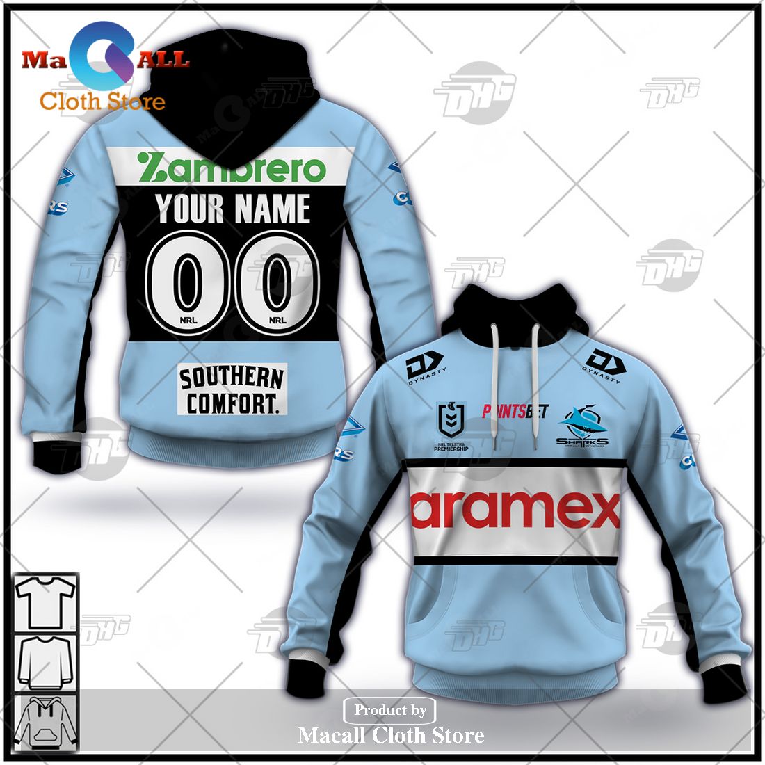 Personalize NRL Cronulla-Sutherland Sharks 2023 Home Jersey Hoodie Sweatshirt 3D Personalize NRL Cronulla-Sutherland Sharks 2023 Home Jersey Hoodie Sweatshirt 3D