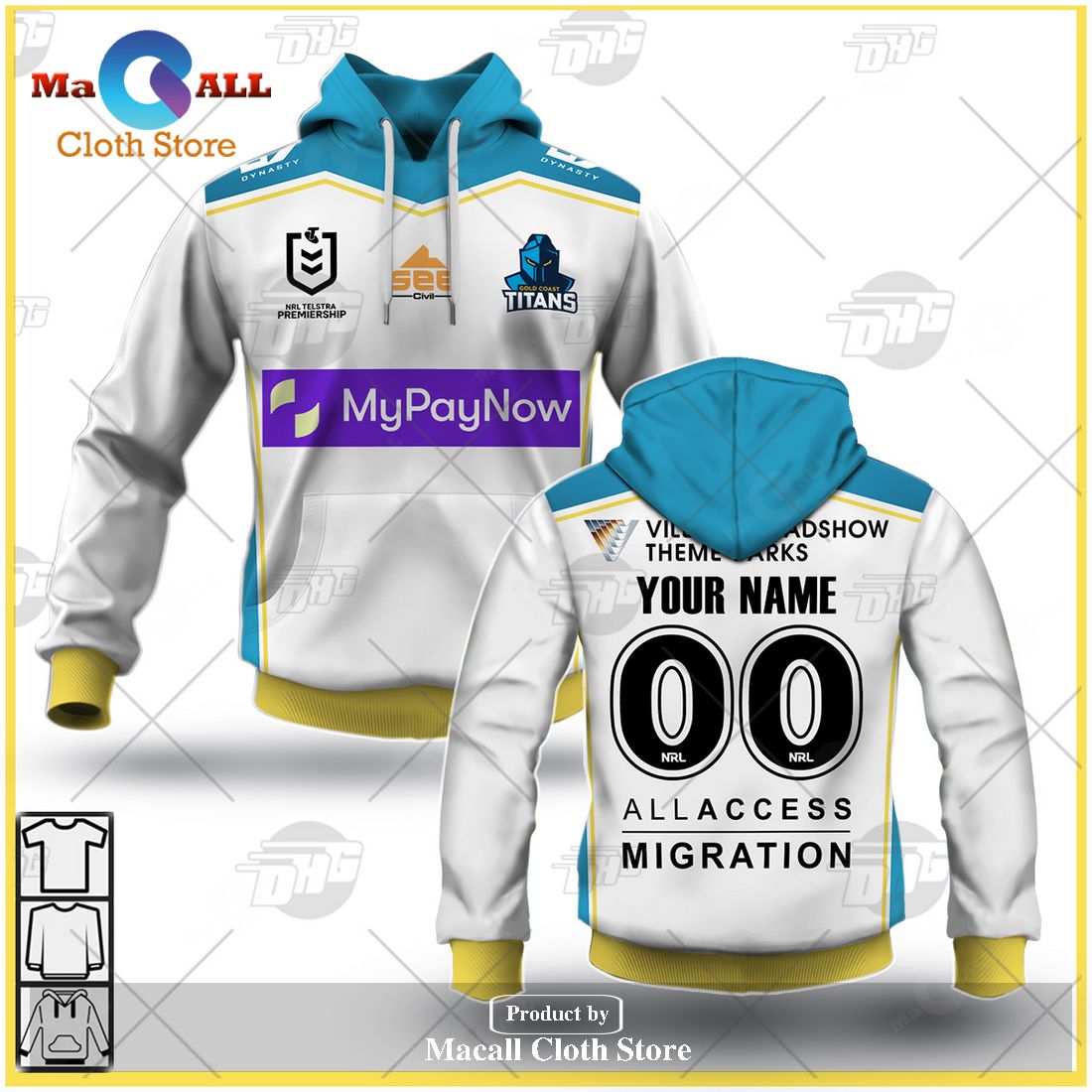 Personalize NRL Gold Coast Titans 2023 Away Jersey Hoodie Sweatshirt 3D Personalize NRL Gold Coast Titans 2023 Away Jersey Hoodie Sweatshirt 3D