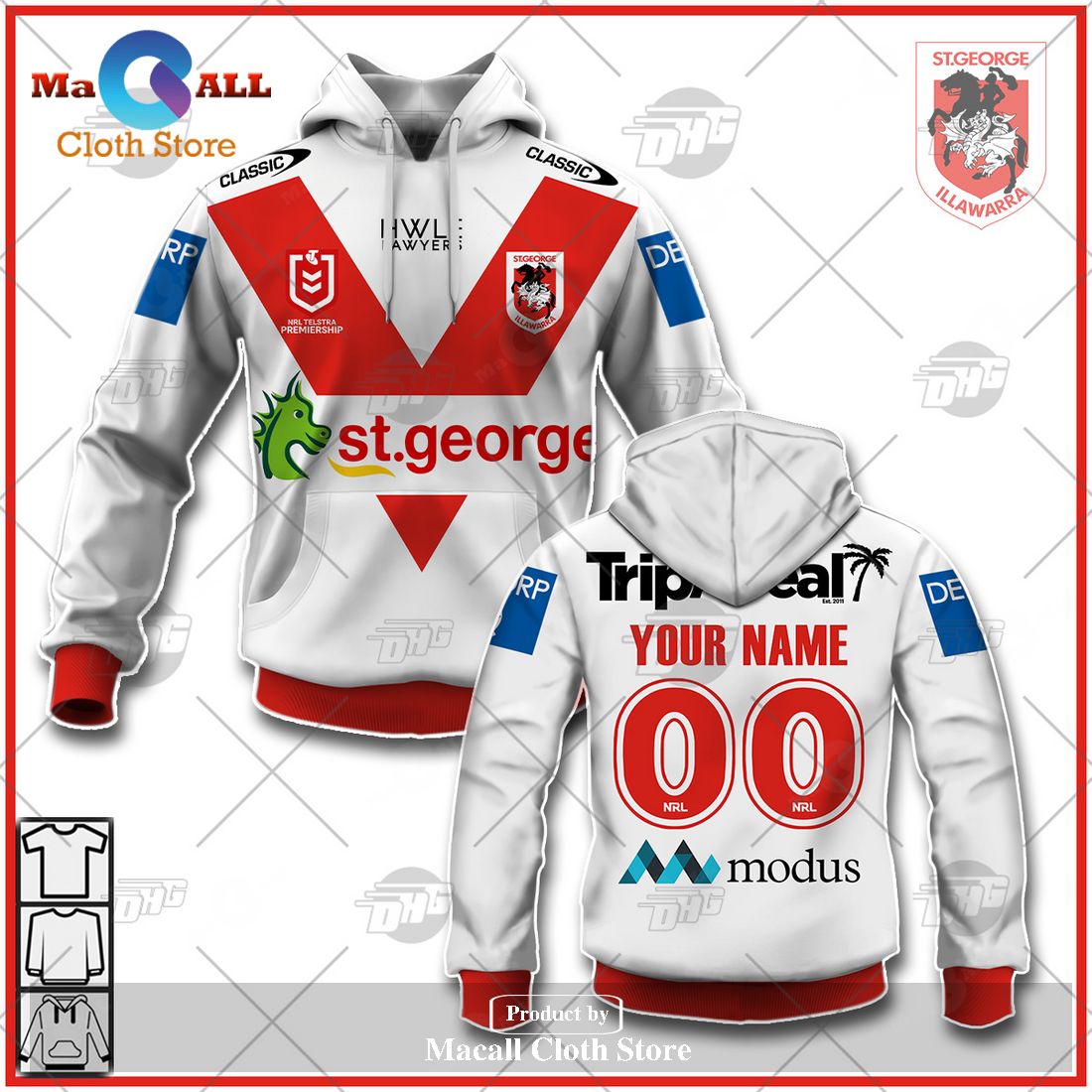 Personalize NRL St. George Illawarra Dragons 2023 Home Jersey Hoodie Sweatshirt 3D Personalize NRL St. George Illawarra Dragons 2023 Home Jersey Hoodie Sweatshirt 3D