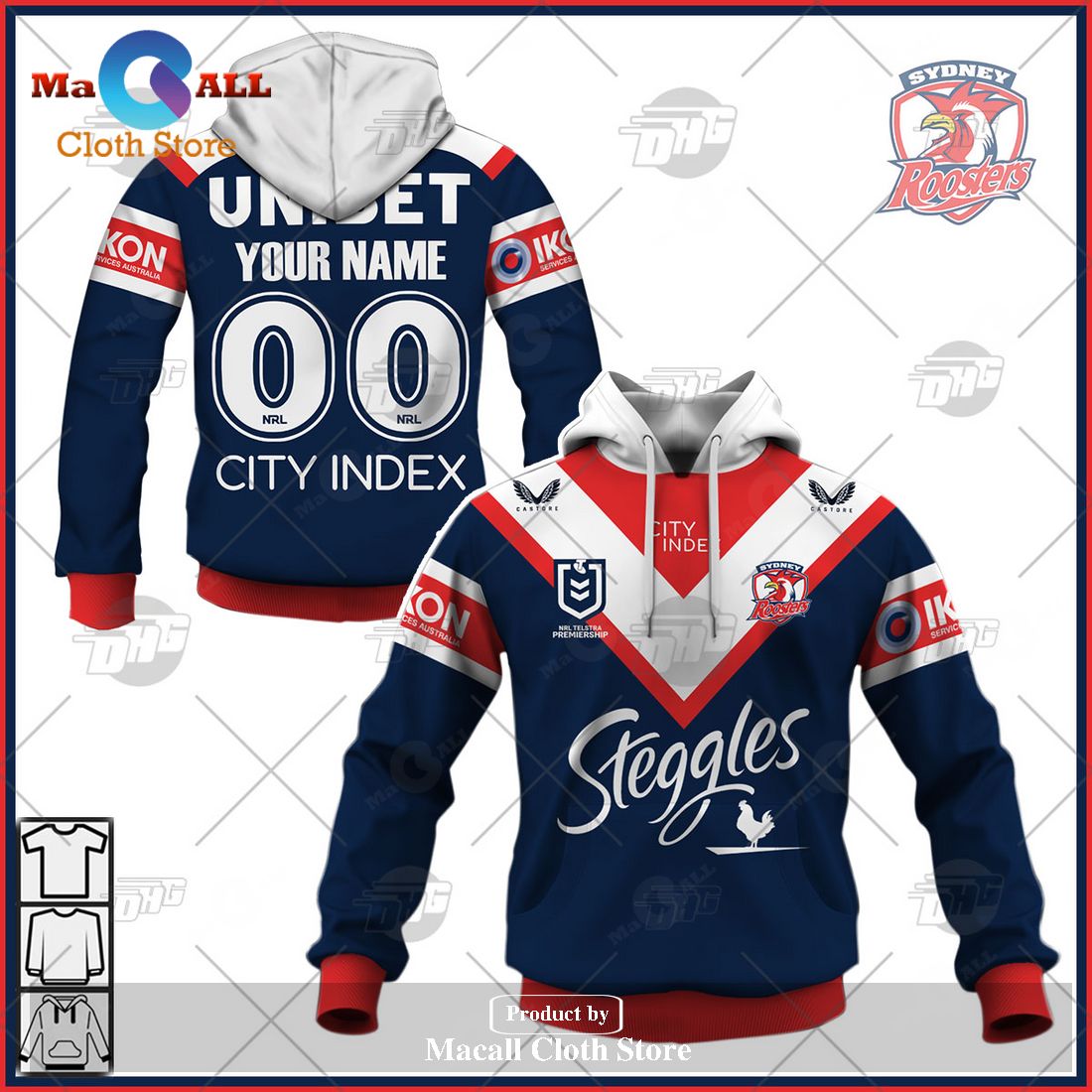 Personalize NRL Sydney Roosters 2023 Home Jersey Hoodie Sweatshirt 3D Personalize NRL Sydney Roosters 2023 Home Jersey Hoodie Sweatshirt 3D