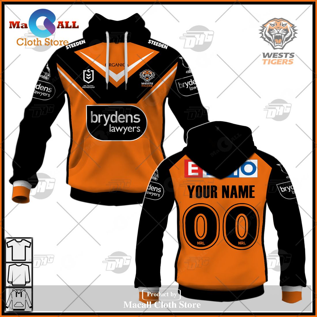 Personalize NRL Wests Tigers 2023 Away Jersey Hoodie Sweatshirt 3D Personalize NRL Wests Tigers 2023 Away Jersey Hoodie Sweatshirt 3D