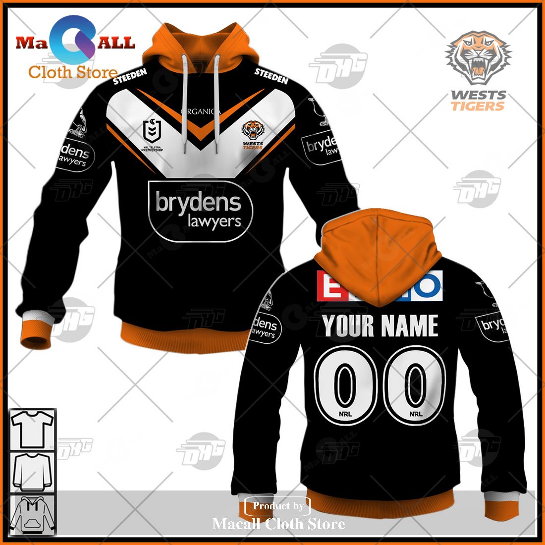Personalize NRL Wests Tigers 2023 Home Jersey Hoodie Sweatshirt 3D Personalize NRL Wests Tigers 2023 Home Jersey Hoodie Sweatshirt 3D