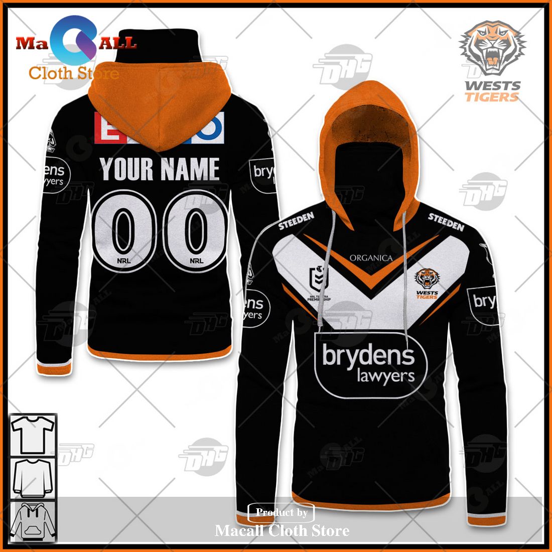 Personalize NRL Wests Tigers 2023 Home Jersey Hoodie Sweatshirt 3D Personalize NRL Wests Tigers 2023 Home Jersey Hoodie Sweatshirt 3D