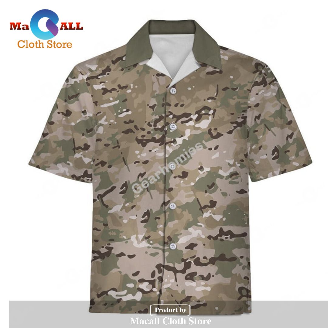 American Operational Camouflage Pattern  OCP  Hawaiian Shirt